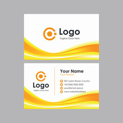 abstract blurry yellow wavy mesh gradient business card design, professional stylish name card template vector