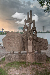 Place where John McCain was shot down in Hanoi 1967, with monument made by Vietnamese with pride. 