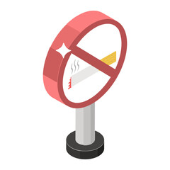 
No smoking, cigarette inside banned in isometric design
