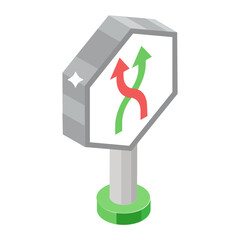 
Overcross highway, isometric icon of shuffle road
