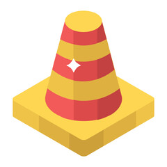 
Isometric vector of traffic cone, under construction road tool 
