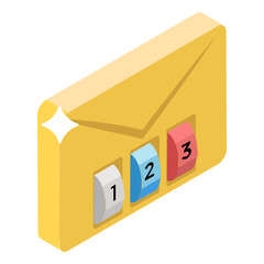 

Password protected secure mail icon in isometric style 

