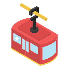 
Electric ski lift in isometric style, cable transport
