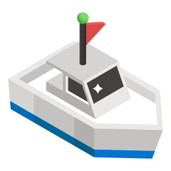 
Motorboat icon in modern isometric style, cruise ship 
