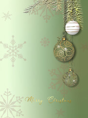 Christmas New Year background with green balls