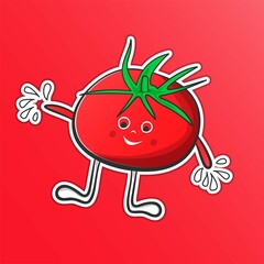 Cute tomato vegetable character concept. Vector modern style flat line character cartoon illustration icon logo template design