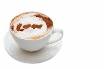 Cappuccino Cup with cinnamon isolated on a white background