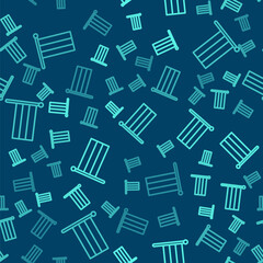 Green line National Russia flag icon isolated seamless pattern on blue background. Vector.