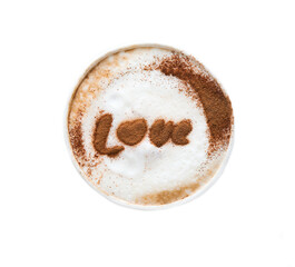 Cappuccino Cup with cinnamon isolated on a white background