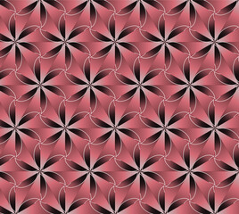 pattern swirling flowers on a red background