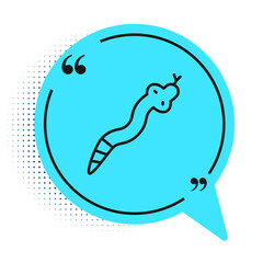 Black line Snake icon isolated on white background. Blue speech bubble symbol. Vector.