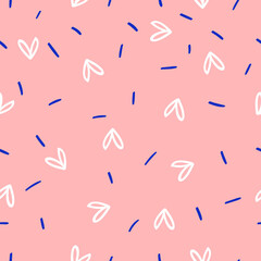 seamless minimal pattern with white heart with pink background vector. Creative design perfect for textile, wrapping wrap, stationary. vector illustration.