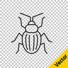 Black line Chafer beetle icon isolated on transparent background. Vector.