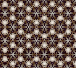 Pattern hexagonal flowers on a light brown background 