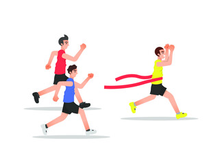 Fototapeta na wymiar illustration of men's running competition reaching the finish line