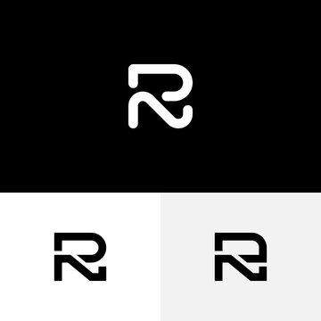 simple minimal monogram initial letter rn logo