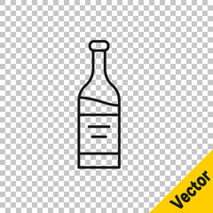 Black line Bottle of wine icon isolated on transparent background. Vector.