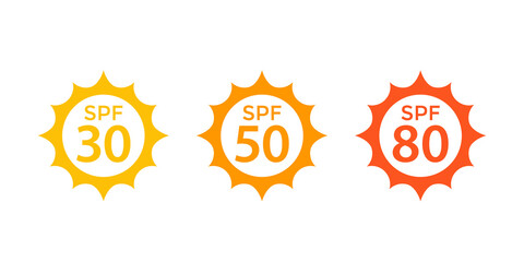 spf 30, 50, 80, sun, UV protection, vector icons