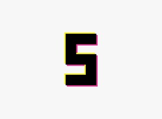 Obraz premium Number 5 vector desing logo. Dynamic, split-color, shadow of number pink and yellow on white background. For social media,design elements, creative poster, anniversary celebration, greeting and web