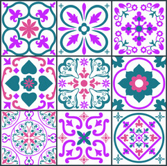 Italian ceramic tile pattern. Turkish, Ethnic folk ornament for wallpaper, web background, towels, print, surface texture, pillows
