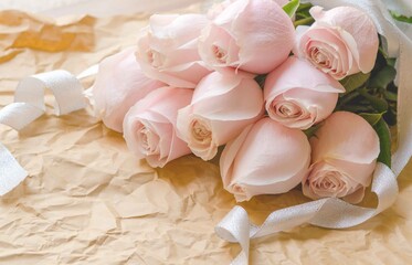 Beautiful romantic  pink roses vintage tone for wedding and valentine background.
