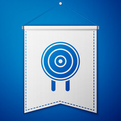 Blue Target sport icon isolated on blue background. Clean target with numbers for shooting range or shooting. White pennant template. Vector Illustration.