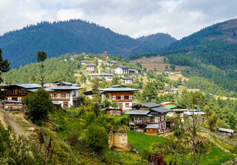 Fototapeta na wymiar Bhutan, typical village at the countryside