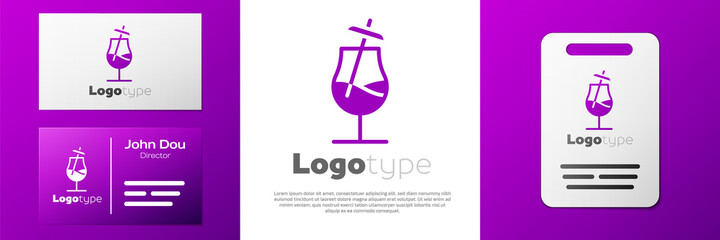 Logotype Cocktail icon isolated on white background. Logo design template element. Vector Illustration.