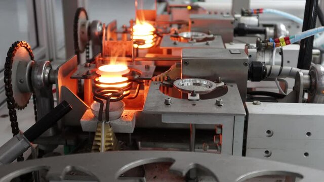Fusion machine. Sample preparation making glass beads for XRF analysis in a science laboratory.