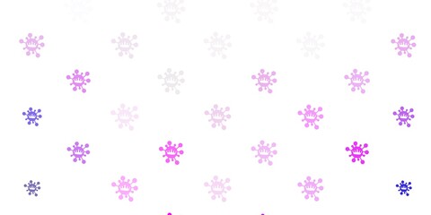 Light purple, pink vector background with covid-19 symbols.