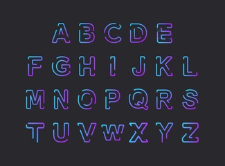 Modern gradient letter alphabet set. Trendy, dynamic creative style design. For logo, brand label, design elements, application and more. Isolated vector illustration