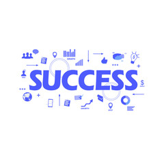 success sentences and various business icons