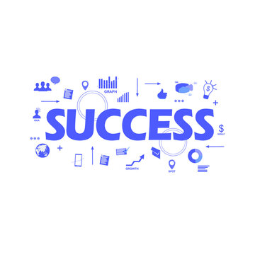 success sentences and various business icons