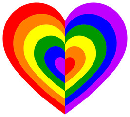 LGBT rainbow heart vector sign isolated on white background