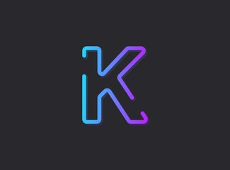 K, modern gradient letter. Trendy, dynamic creative style design. For logo, brand label, design elements, application and more. Isolated vector illustration