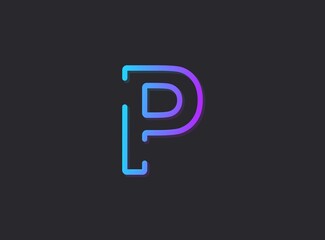 P, modern gradient letter. Trendy, dynamic creative style design. For logo, brand label, design elements, application and more. Isolated vector illustration