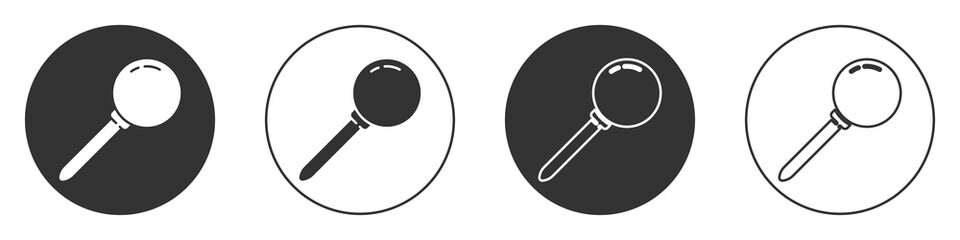 Black Push pin icon isolated on white background. Thumbtacks sign. Circle button. Vector Illustration.