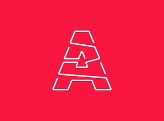 A letter, modern trendy desing. Continuous line, unique font. Vector eps10 illustration