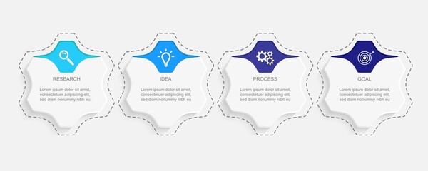 Business data visualization.  Abstract Process chart or graph elements, diagram with step option parts or processes. Vector business template for presentation. Creative concept for infographic.