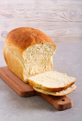 Homemade white bread, sliced