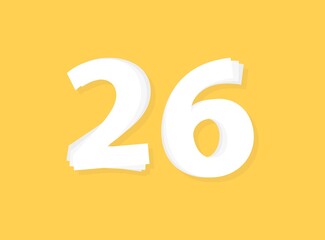 26 Number vector, modern layers design font. Eps10 illustration