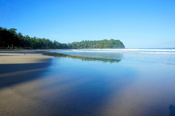 Beautiful wild tropical beach and sea views. Philippines. Palawan Island.