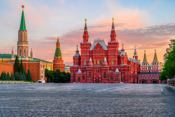 Obraz premium Red Square, Moscow Kremlin and State Historical Museum in Moscow, Russia. Architecture and landmarks of Moscow.