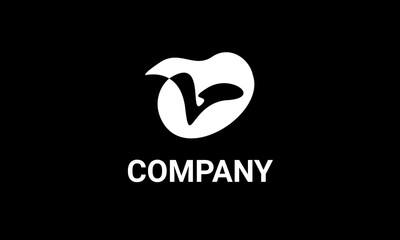 V Icon Company Logo design black color vector template editable