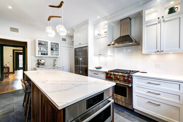 New modern beautiful kitchen recently installed in a house in Westmount, Montreal - obrazy, fototapety, plakaty