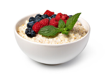 prepared oatmeal with berries