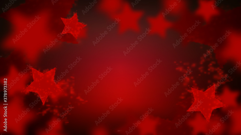 Poster abstract star sparkling bokeh in red colors. merry christmas and new year background