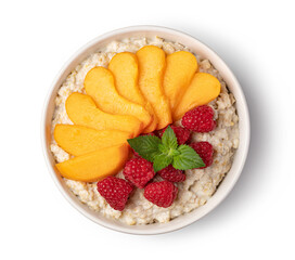 prepared oatmeal with fruits and berries