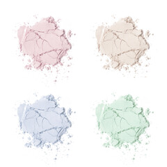 Cosmetic or make up powder samples isolated on white. 
