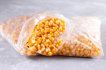 Frozen corn in a plastic bag for long term storage